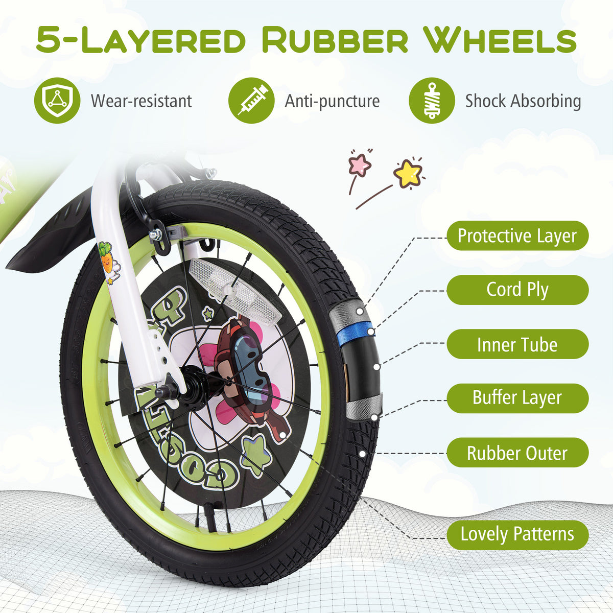 Kids Bike Adjustable with Detachable Training Wheels for 4-8 Years Old