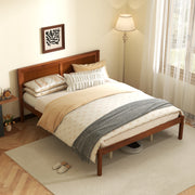 Bed Frame with Wooden Headboard and Slat Support-Simple Bed Frame-DECOROLALA