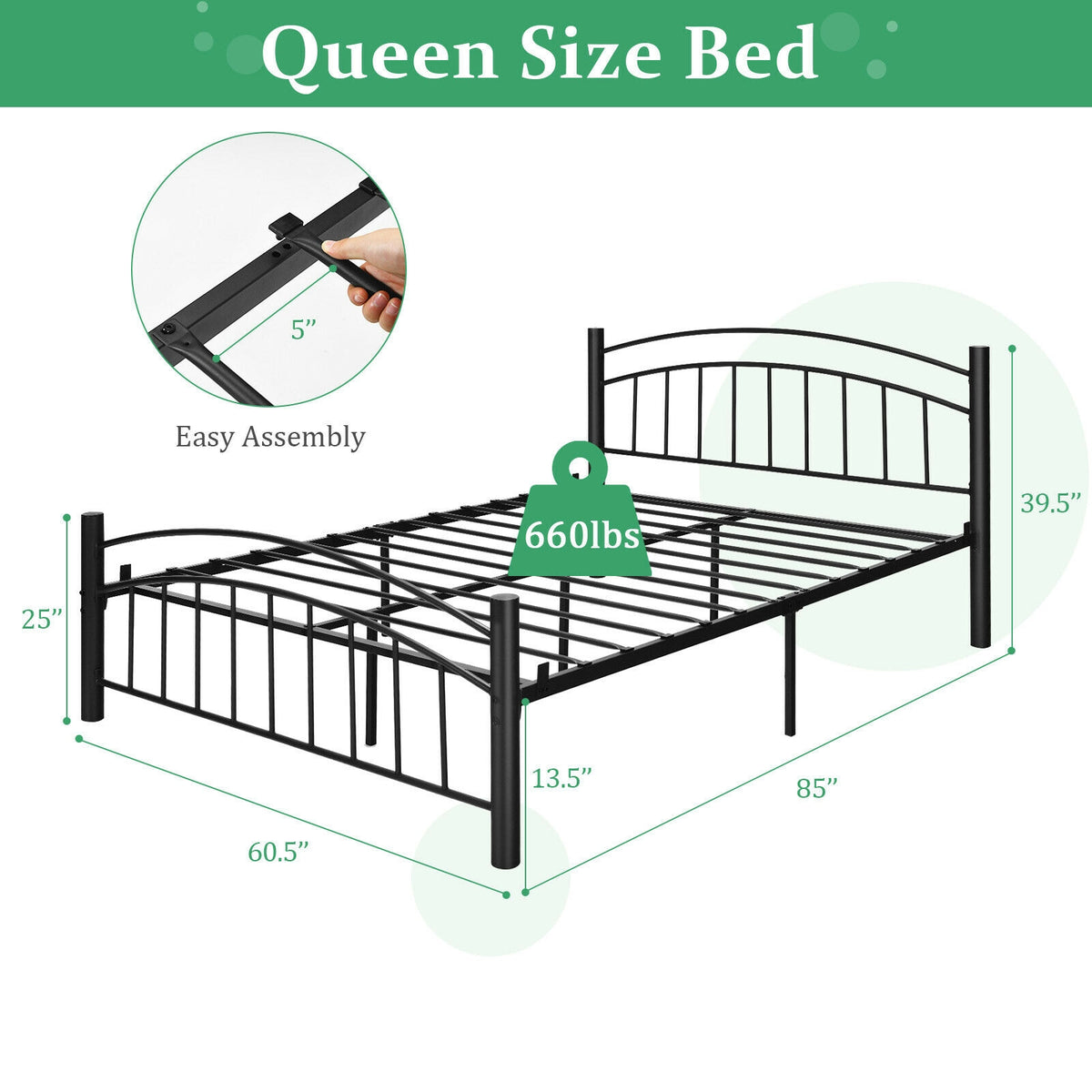 Modern Platform Bed with Headboard and Footboard-Simple Bed Frame-DECOROLALA