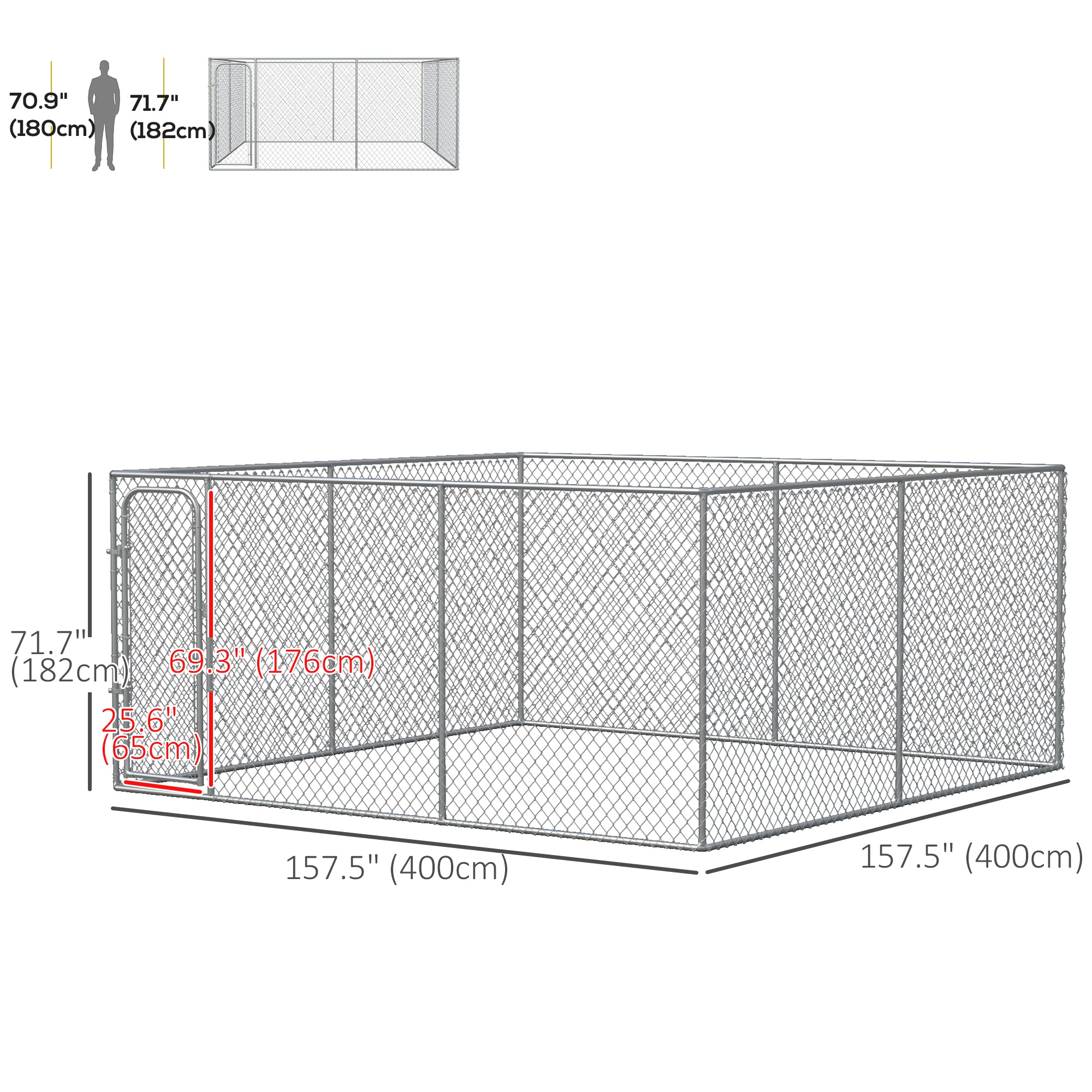 172.2 Sq. Ft. Dog Playpen Outdoor with Galvanized Steel Frame, for Small and Medium Dogs, 13' L x 13' W x 5.9' H-Dogs-DECOROLALA