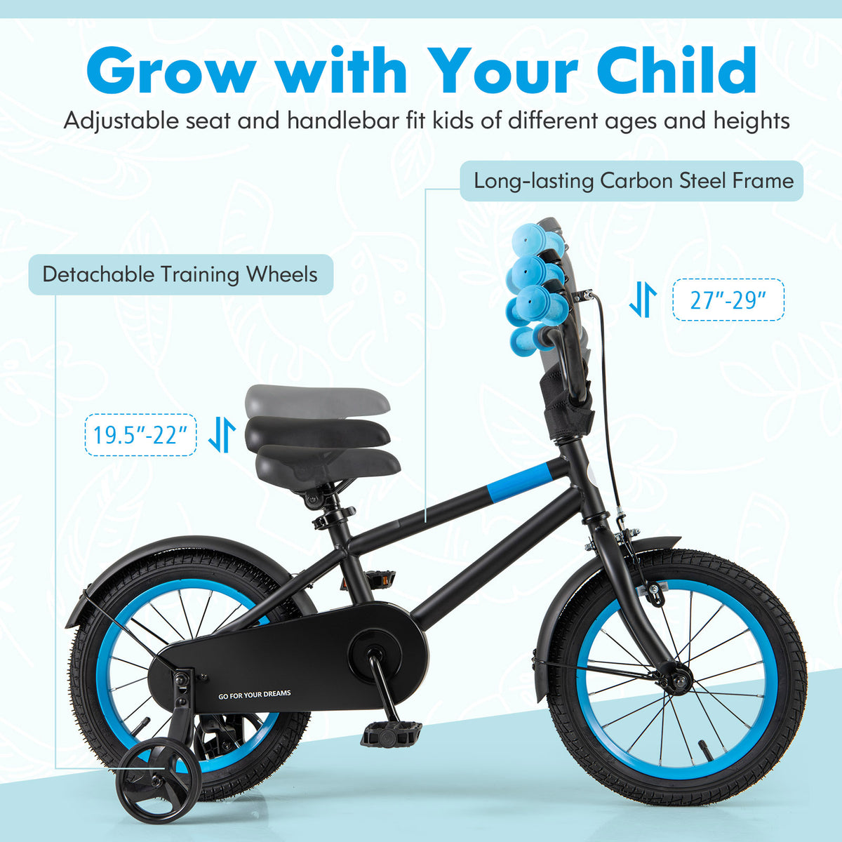 Kids Bike with Adjustable Handlebar and Saddle
