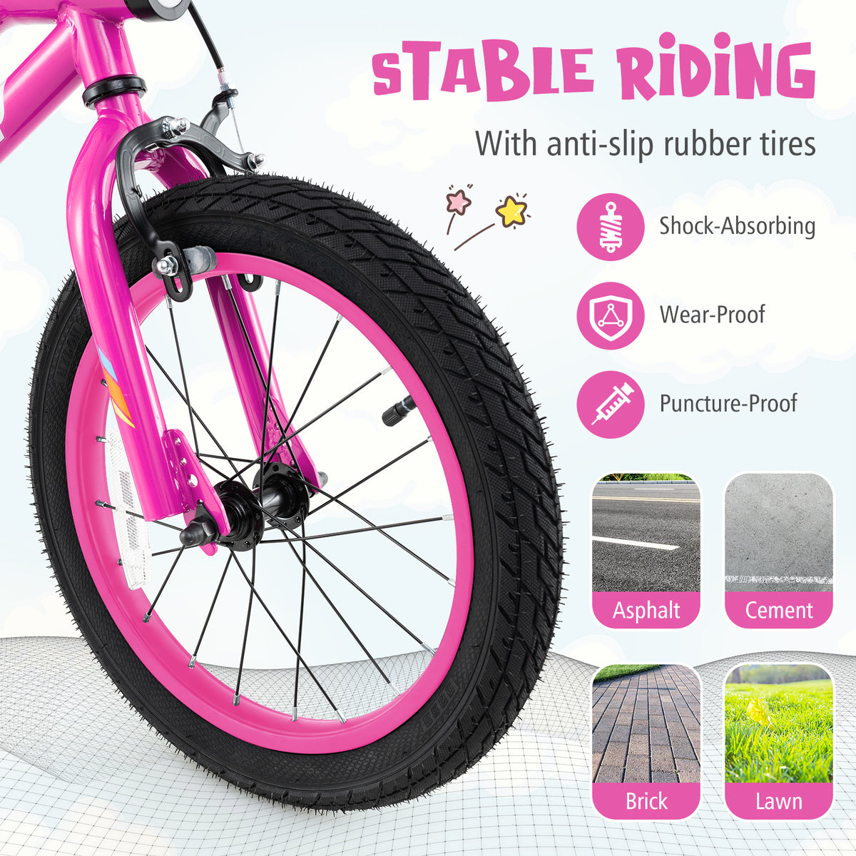 Patented LED Lighted Kids Bike with Training Wheels and Headlight for Ages 4-8 Years