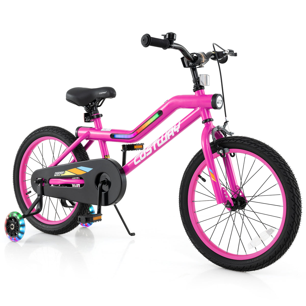 Vélo pour enfants avec éclairage LED breveté, roues stabilisatrices et phare, pour les 4-8 ans