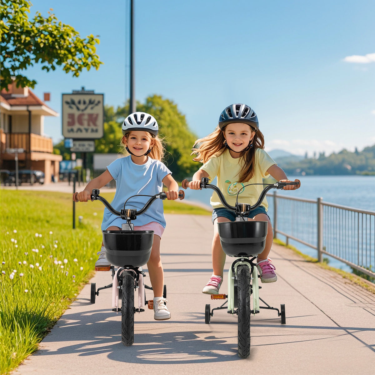 Kids Bike Adjustable with Training Wheels for 3-4 Years Old