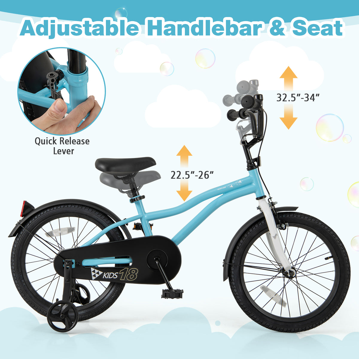 Kids Bike for 3-4 Years Old Children Bicycle with Training Wheels