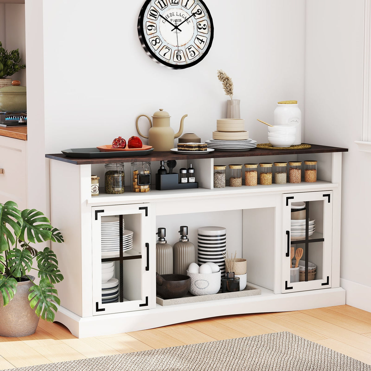 TV Stand with LED Lights and Remote Control-White-Entertainment Centers & TV Stands-DECOROLALA