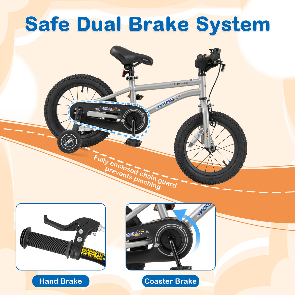 Kids Bike Bicycle for Boys Girls 4-7 Adjustable with High Carbon Steel Frame