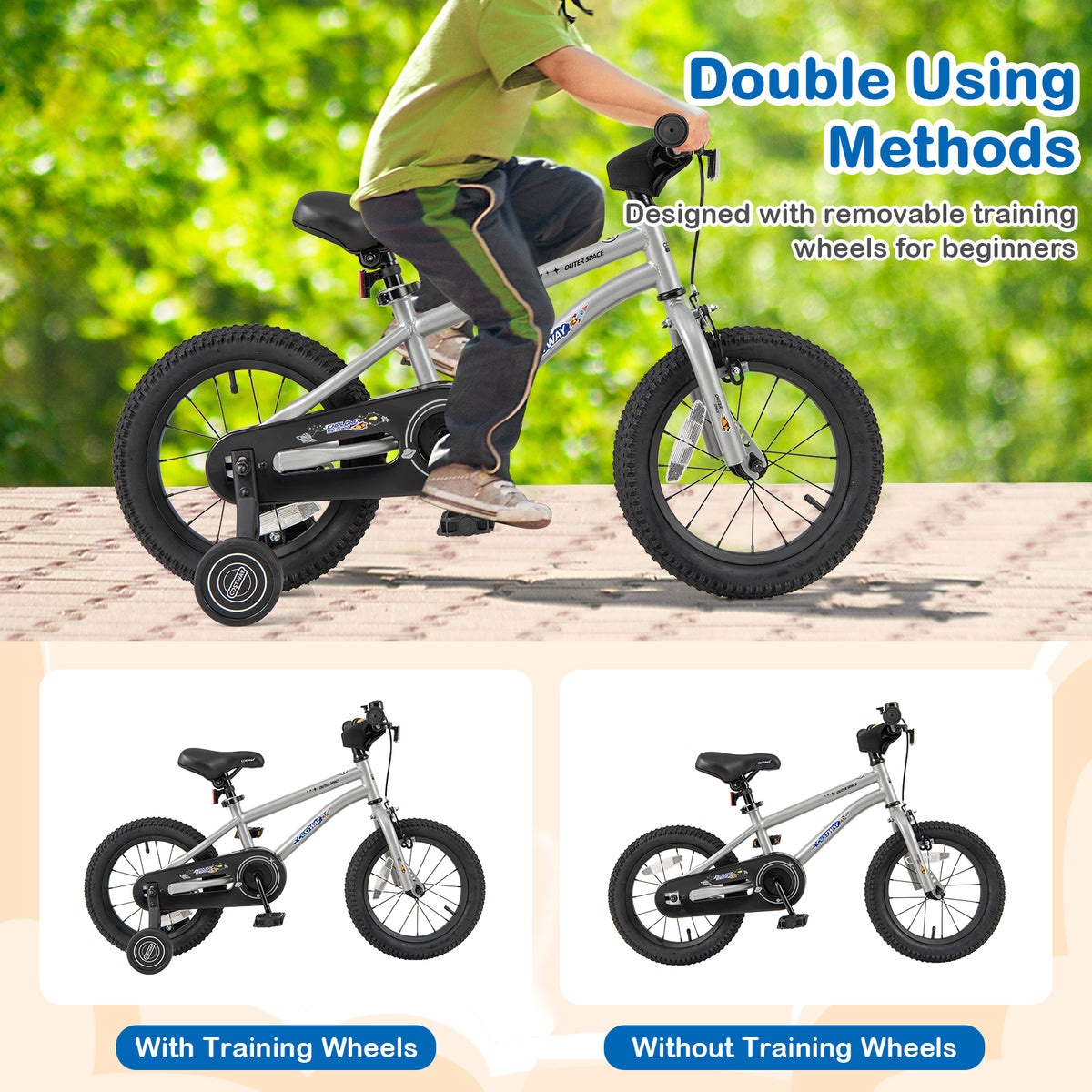 Kids Bike Bicycle for Boys Girls 4-7 Adjustable with High Carbon Steel Frame