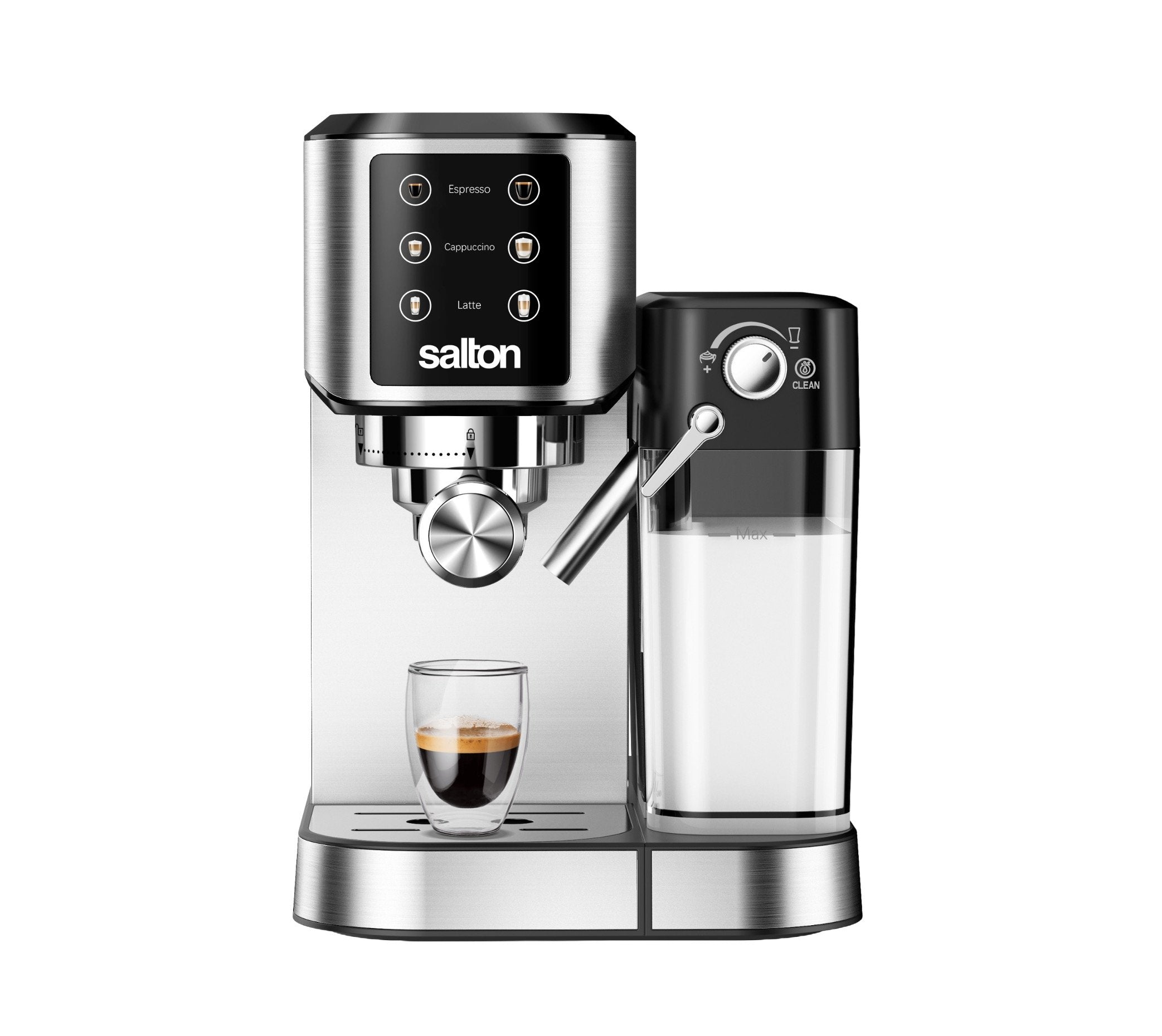 Salton Stainless Steel 3-In-1 Digital Espresso, Capuccino & Latte Machine-Coffee Makers & Espresso Machines-DECOROLALA