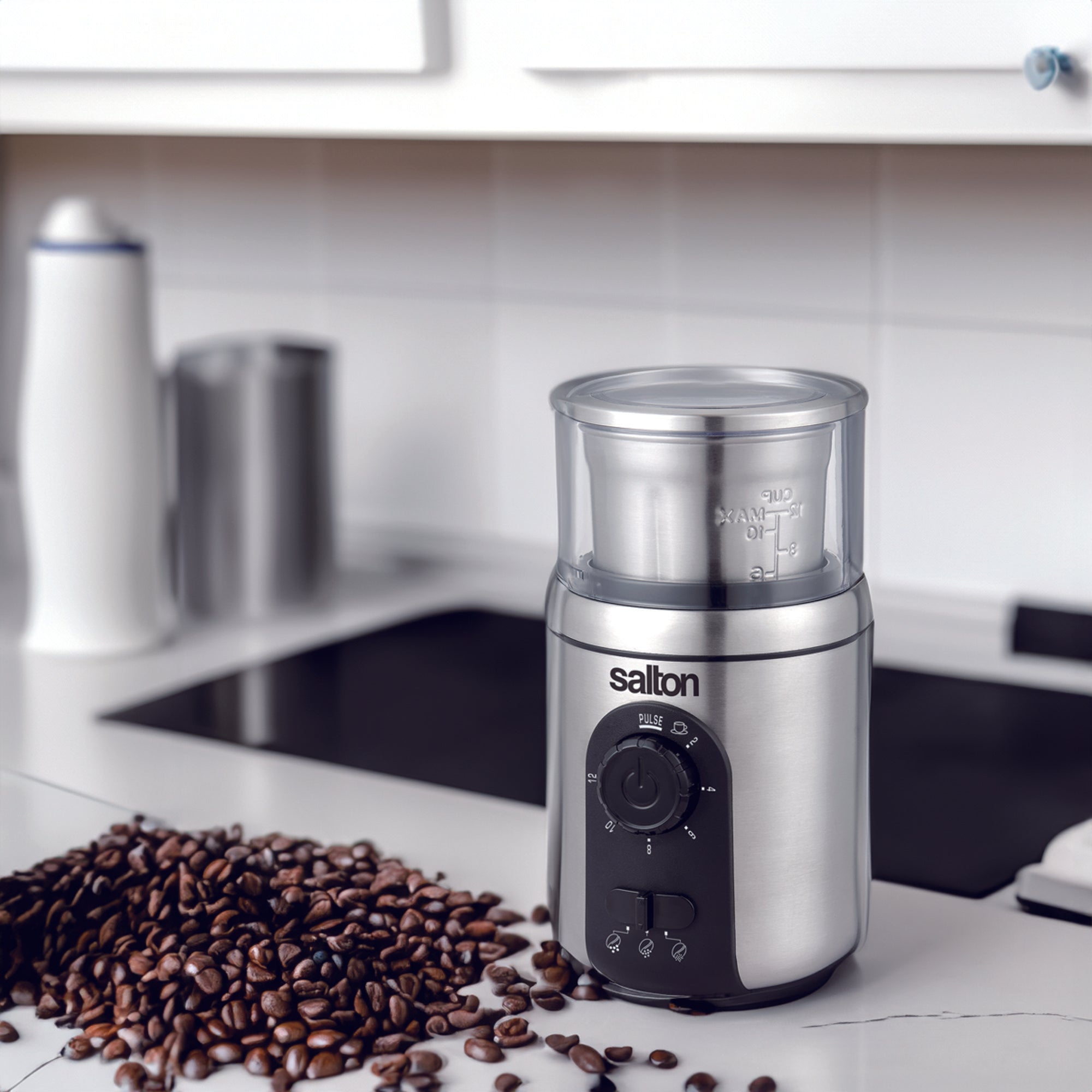 Salton Stainless Steel Smart Coffee Grinder-Food Grinders & Mills-DECOROLALA