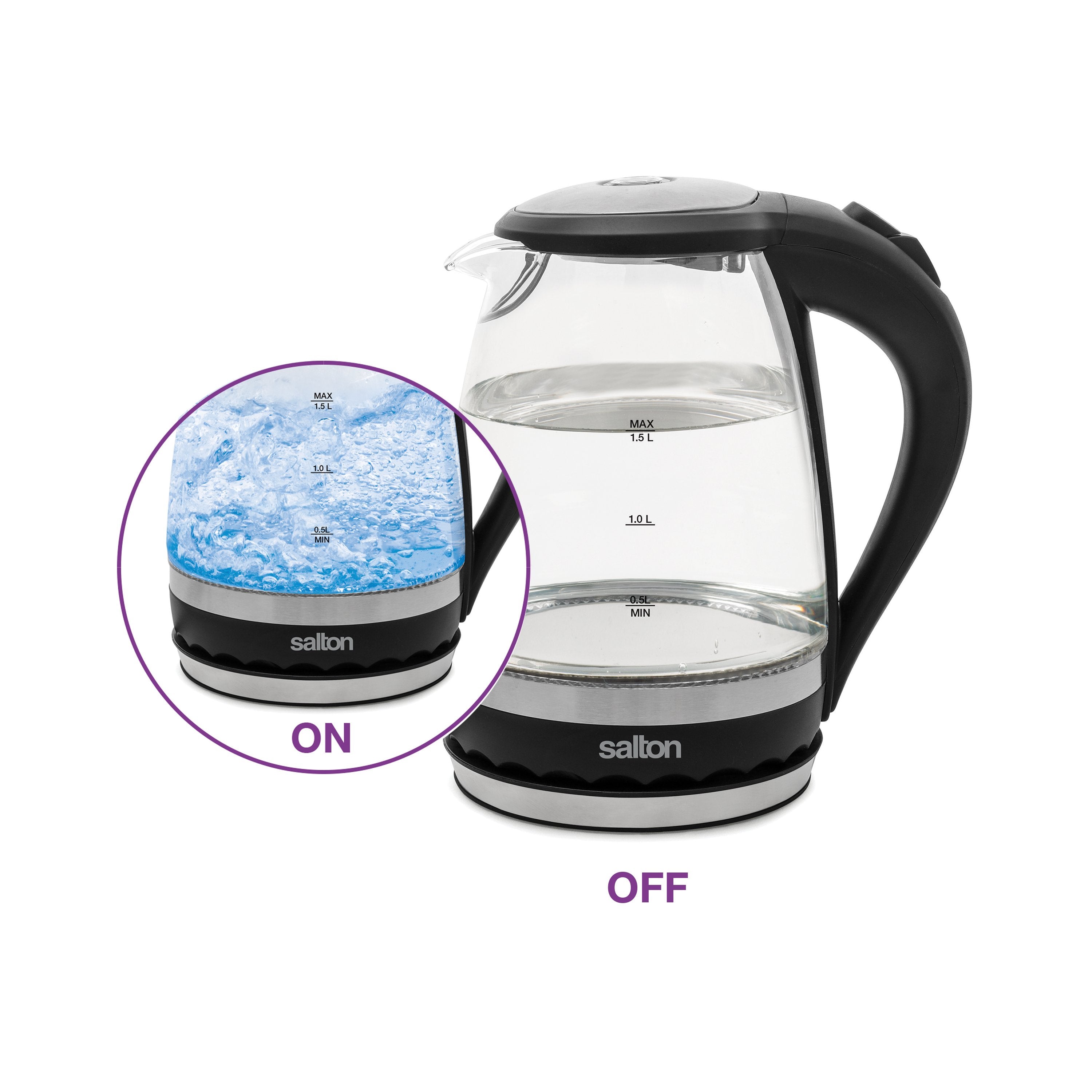 Salton Cordless Electric Glass Kettle - 1.5L-Electric Kettles-DECOROLALA