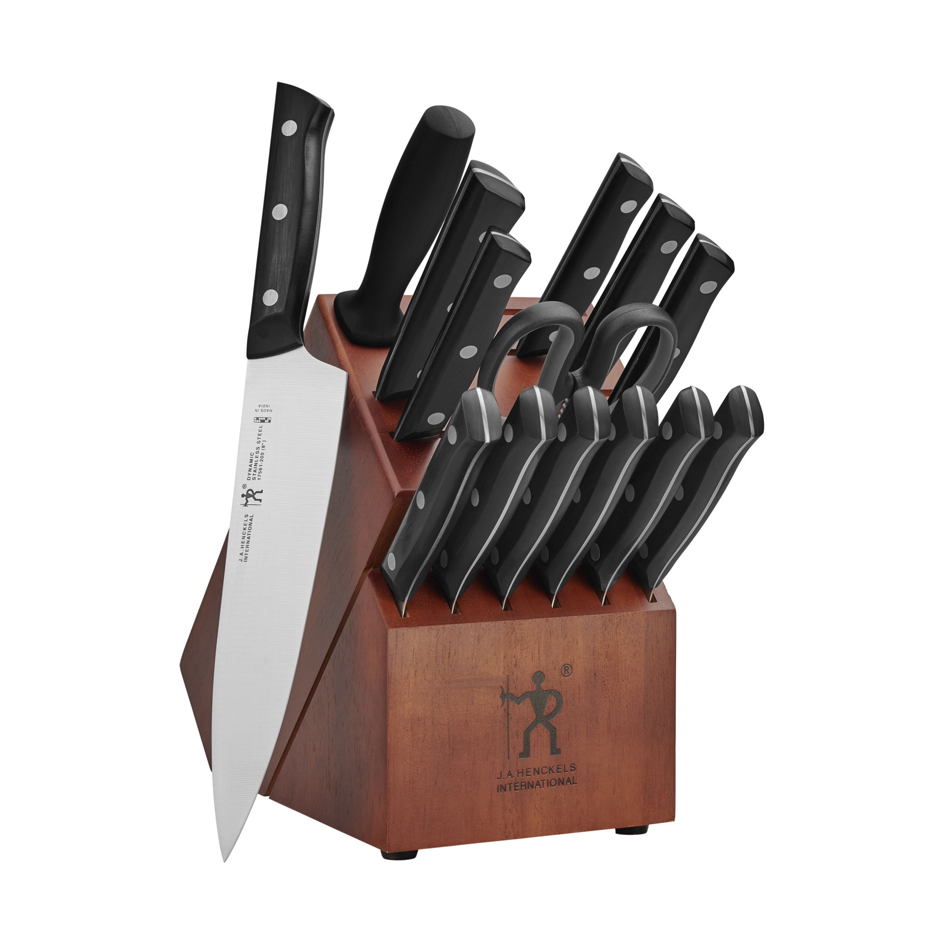 HENCKELS Dynamic 15 Piece Knife Block Set, Brown-Knife Blocks-DECOROLALA