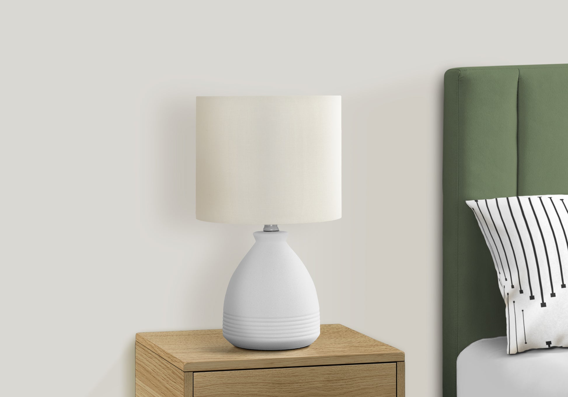 17"H Cream Ceramic Table Lamp with Ivory Shade-Lighting-DECOROLALA