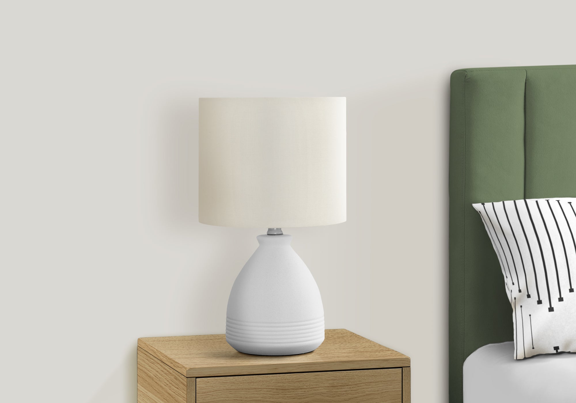 17"H Cream Ceramic Table Lamp with Ivory Shade-Lighting-DECOROLALA
