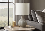 17"H Grey Ceramic Table Lamp with Ivory Shade-Lighting-DECOROLALA