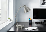 17"H Industrial Task Lamp with USB Port, Nickel Metal-Lighting-DECOROLALA