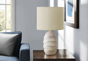 17"H Ivory Ceramic Table Lamp with Beige Shade-Lighting-DECOROLALA