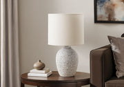 17"H Ivory Ceramic Table Lamp with Fabric Shade-Lighting-DECOROLALA