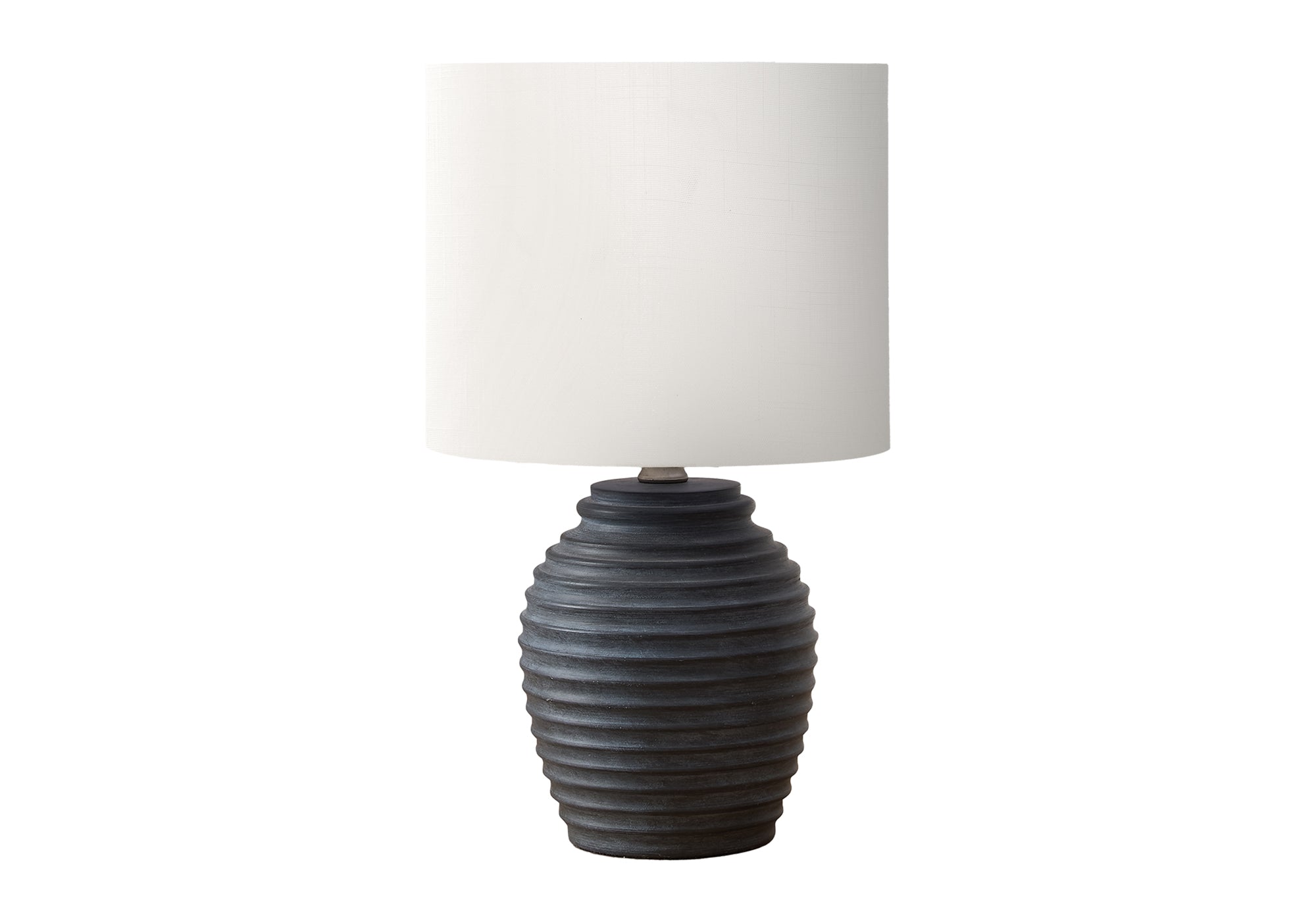 17"H Table Lamp Black Resin Ivory Shade-Lighting-DECOROLALA