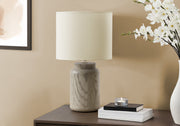 17"H Table Lamp with Taupe Resin Base and Ivory Shade-Lighting-DECOROLALA