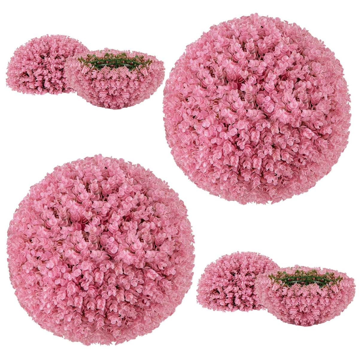 17.5 Inch Faux Purple Eucalyptus Decorative Balls with 7 Layers Leaves for Backyard Porch Garden and Wedding-Pink-Artificial Plants-DECOROLALA