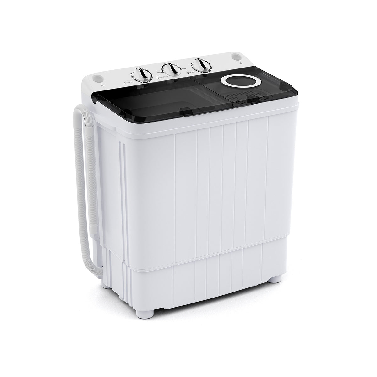 17.6 lbs Portable Washing Machine with Drain Pump-Black-Washing Machines-DECOROLALA