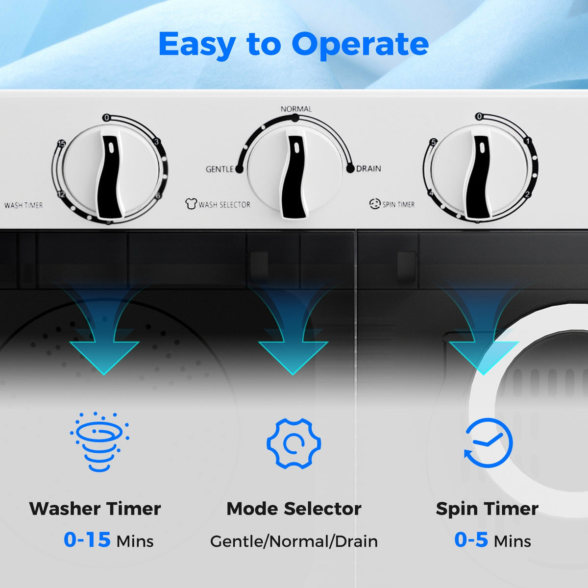 17.6 lbs Portable Washing Machine with Drain Pump-Black-Washing Machines-DECOROLALA