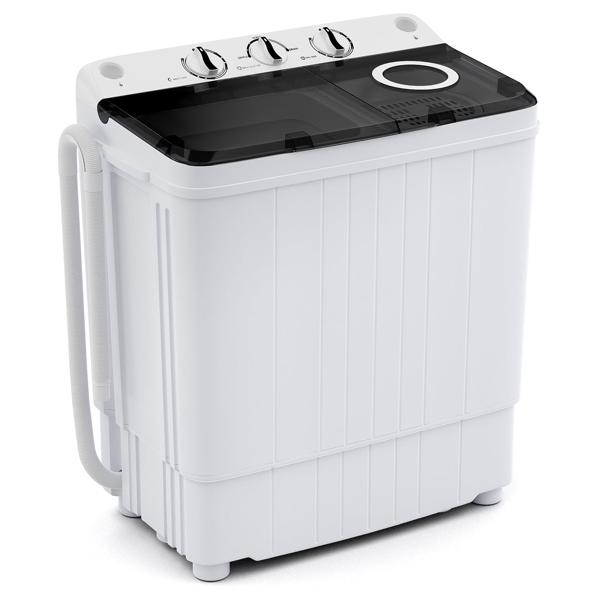 17.6 lbs Portable Washing Machine with Drain Pump-Black-Washing Machines-DECOROLALA