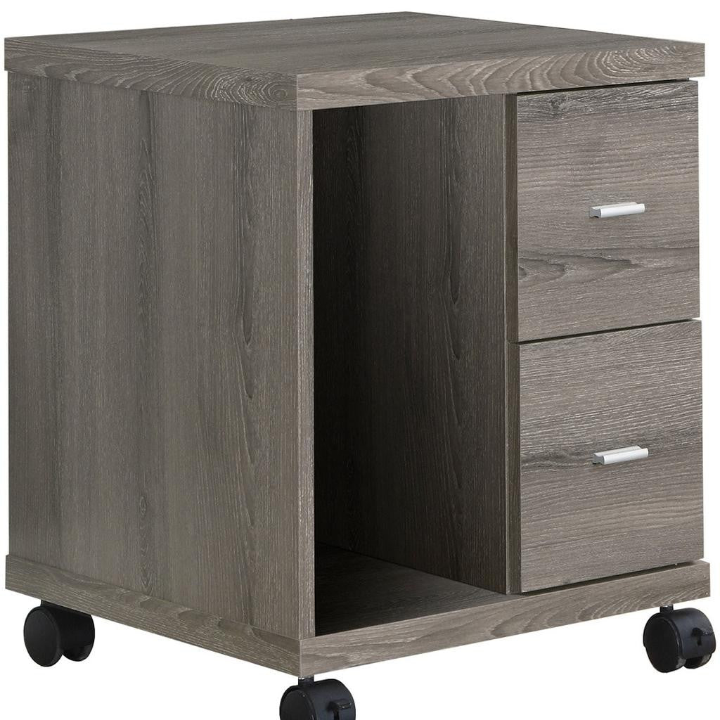 17.75" X 17.75" X 23" Dark Taupe Particle Board Hollow Core 2 Drawers Office Cabinet-Filing Cabinets-DECOROLALA
