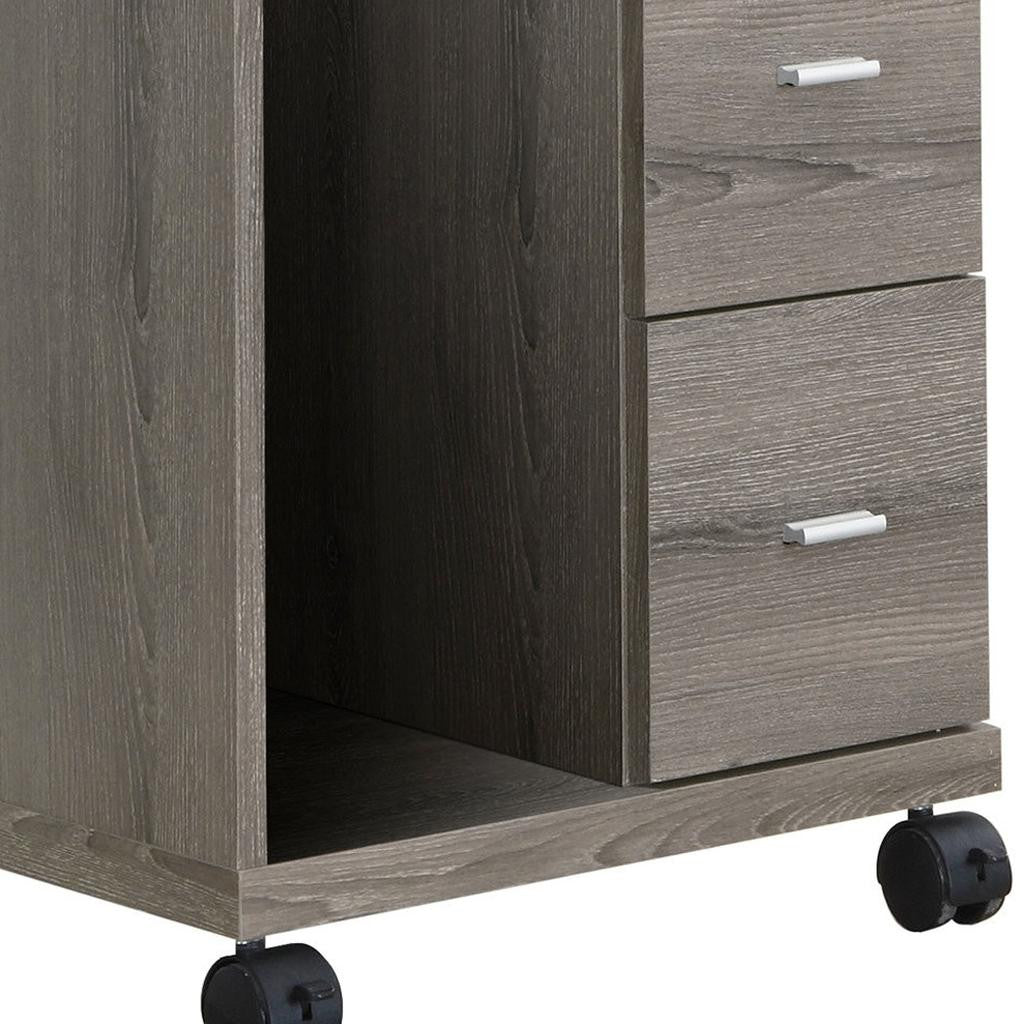 17.75" X 17.75" X 23" Dark Taupe Particle Board Hollow Core 2 Drawers Office Cabinet-Filing Cabinets-DECOROLALA