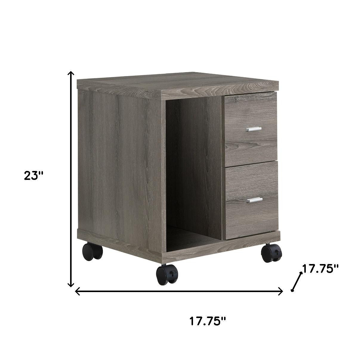 17.75" X 17.75" X 23" Dark Taupe Particle Board Hollow Core 2 Drawers Office Cabinet-Filing Cabinets-DECOROLALA