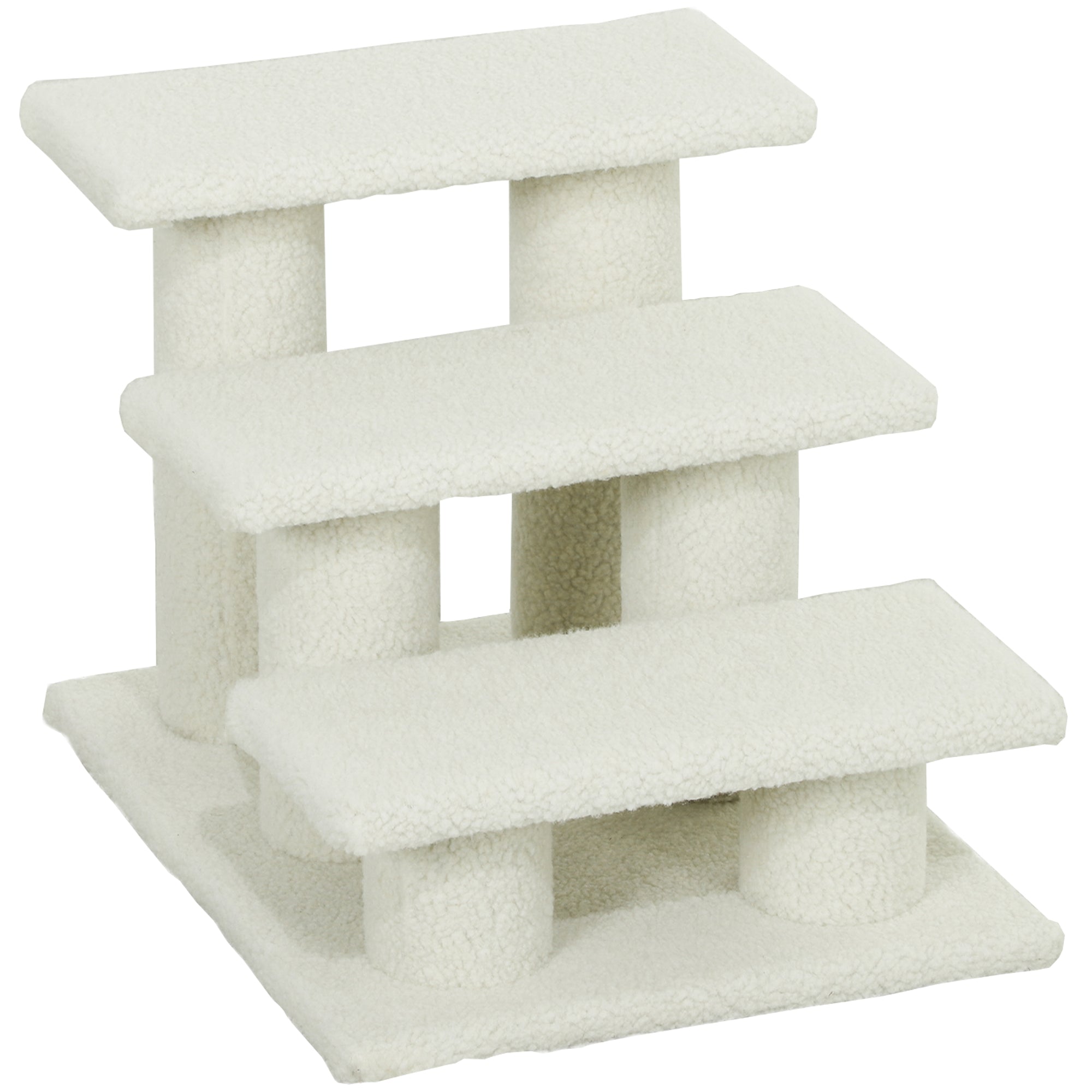 18" 3 Tier Pet Stairs Dog Cat Step Scratch Post Furniture, Beige-Cats-DECOROLALA