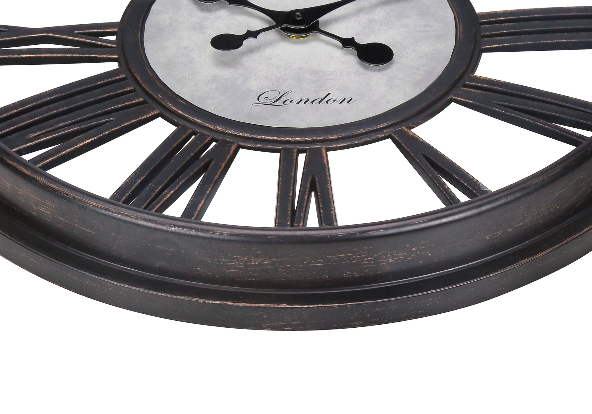 18" Antique Black Round Wall Clock-Clocks-DECOROLALA