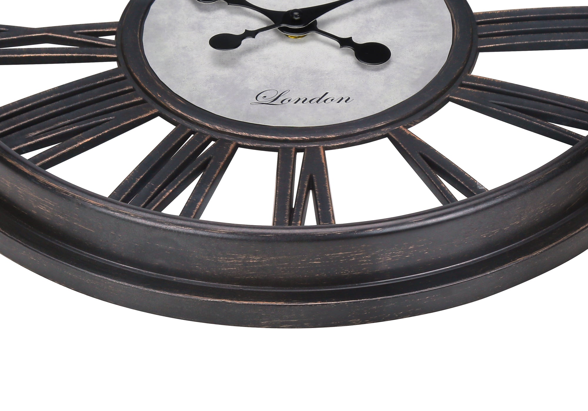 18" Antique Black Round Wall Clock-Clocks-DECOROLALA