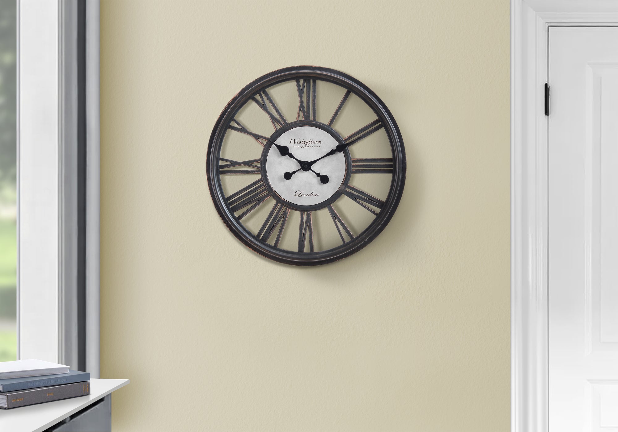 18" Antique Black Round Wall Clock-Clocks-DECOROLALA