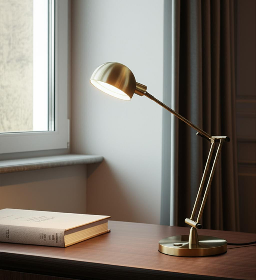 18" Antiqued Bronze Adjustable Swing Arm Desk Lamp USB With Antiqued Bronze Shade-Table Lamps-DECOROLALA