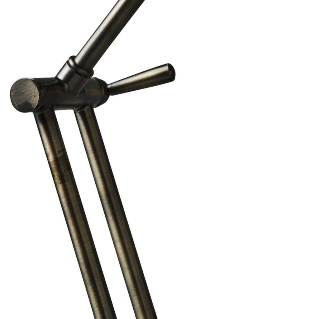 18" Antiqued Bronze Adjustable Swing Arm Desk Lamp USB With Antiqued Bronze Shade-Table Lamps-DECOROLALA