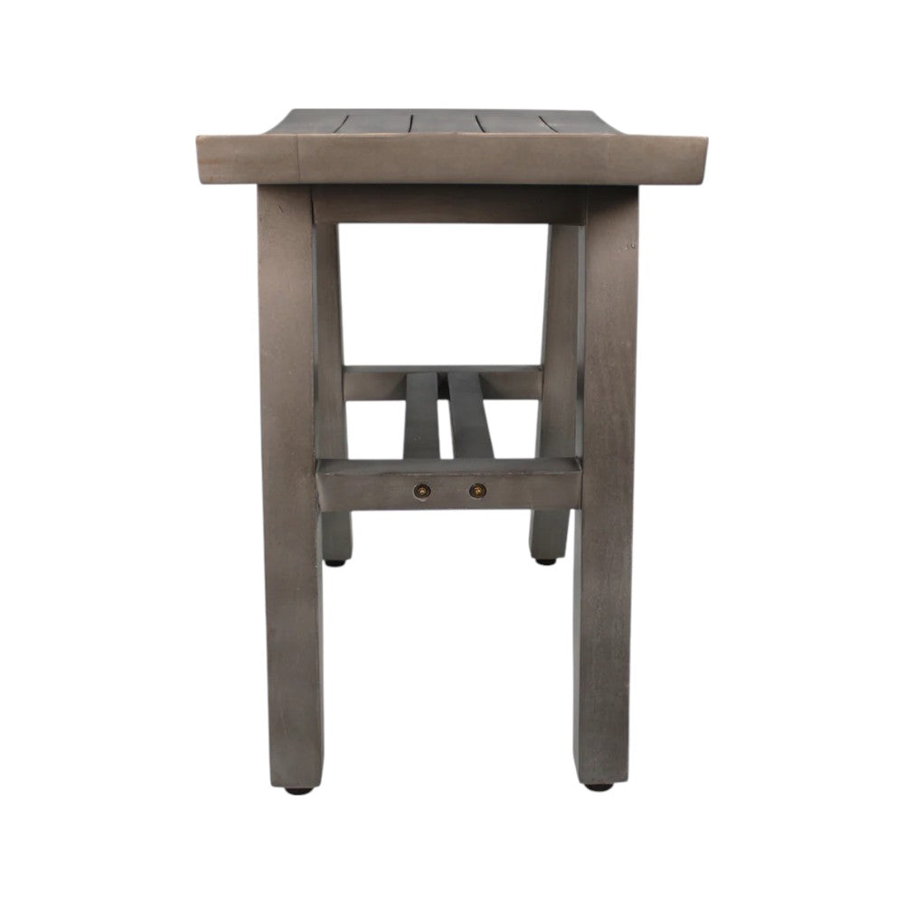 18" Antiqued Gray Teak Rectangular Shower Bench-Shower Benches-DECOROLALA