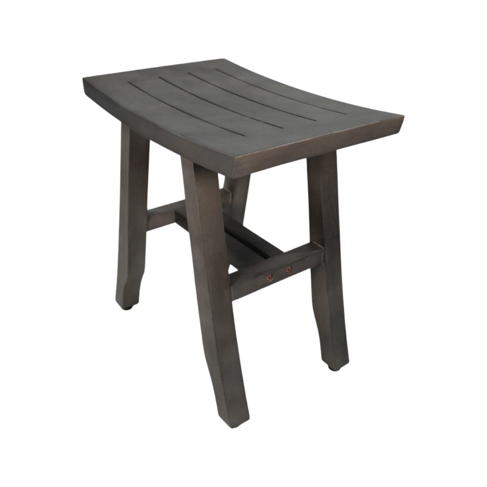 18" Antiqued Gray Teak Rectangular Shower Bench-Shower Benches-DECOROLALA