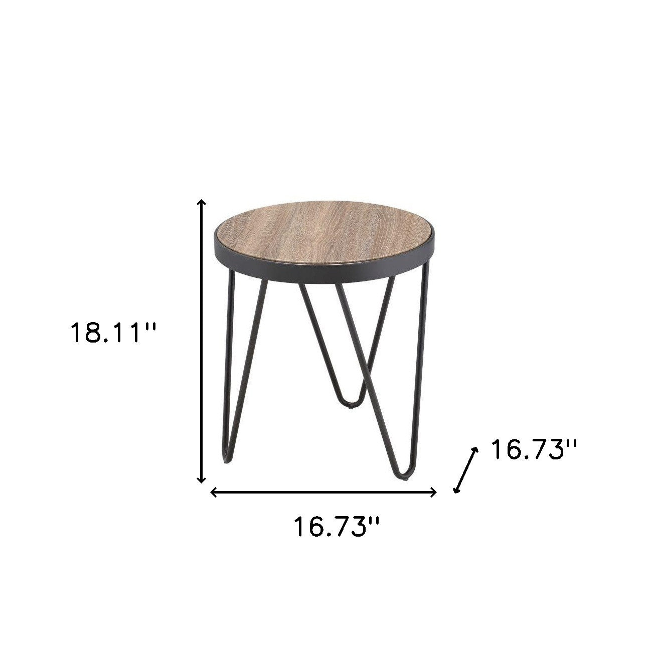 18" Black And Brown Solid Wood Round End Table-End-Side Tables-DECOROLALA