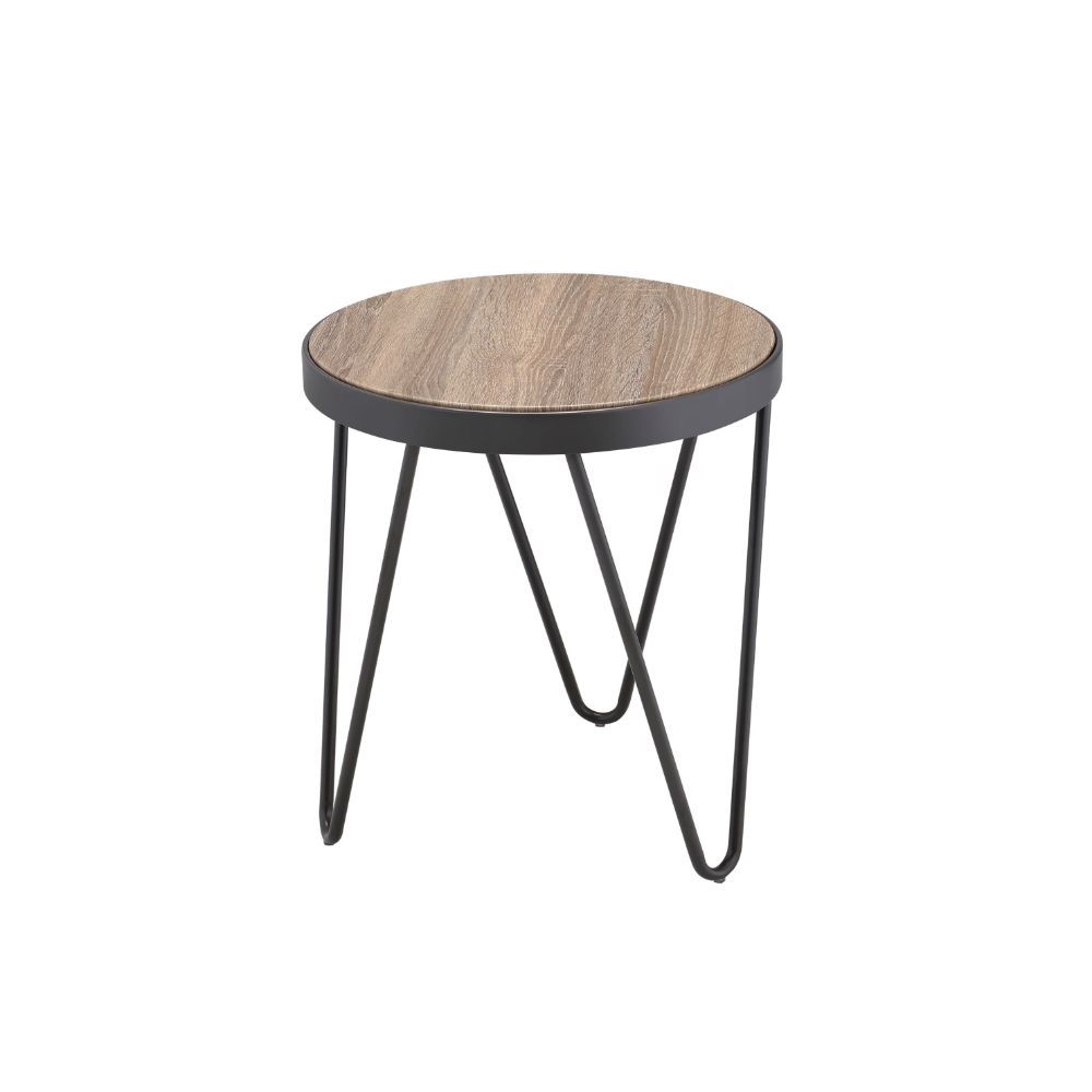 18" Black And Brown Solid Wood Round End Table-End-Side Tables-DECOROLALA
