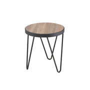 18" Black And Brown Solid Wood Round End Table-End-Side Tables-DECOROLALA