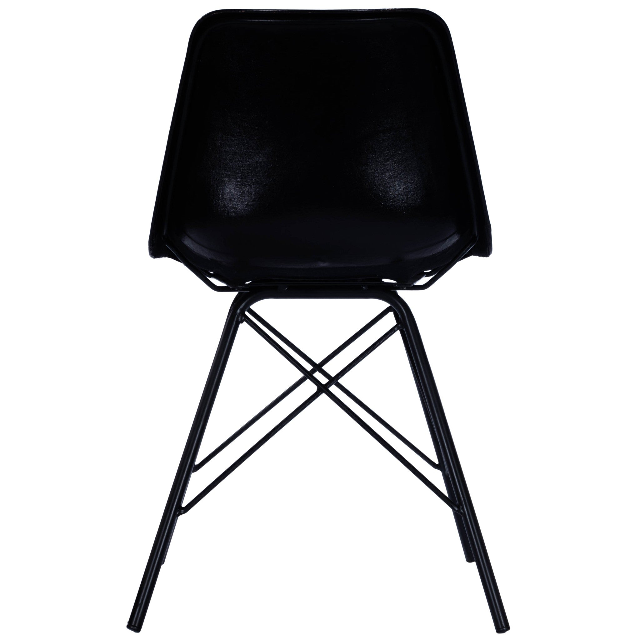 18" Black Faux Leather Side Chair-Accent Chairs-DECOROLALA