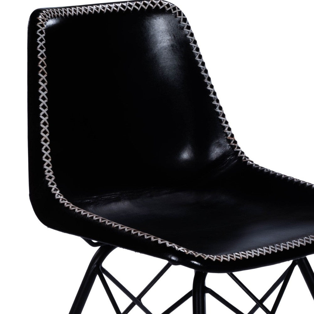18" Black Faux Leather Side Chair-Accent Chairs-DECOROLALA