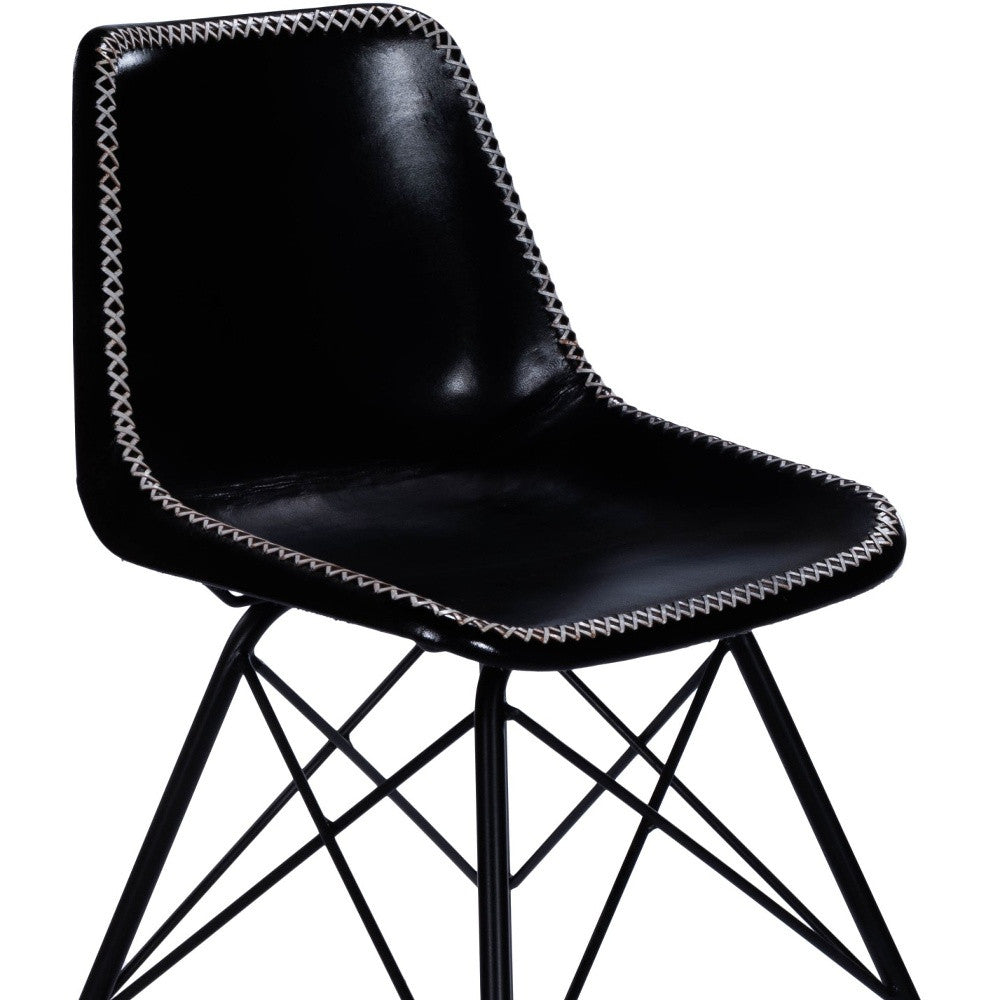 18" Black Faux Leather Side Chair-Accent Chairs-DECOROLALA