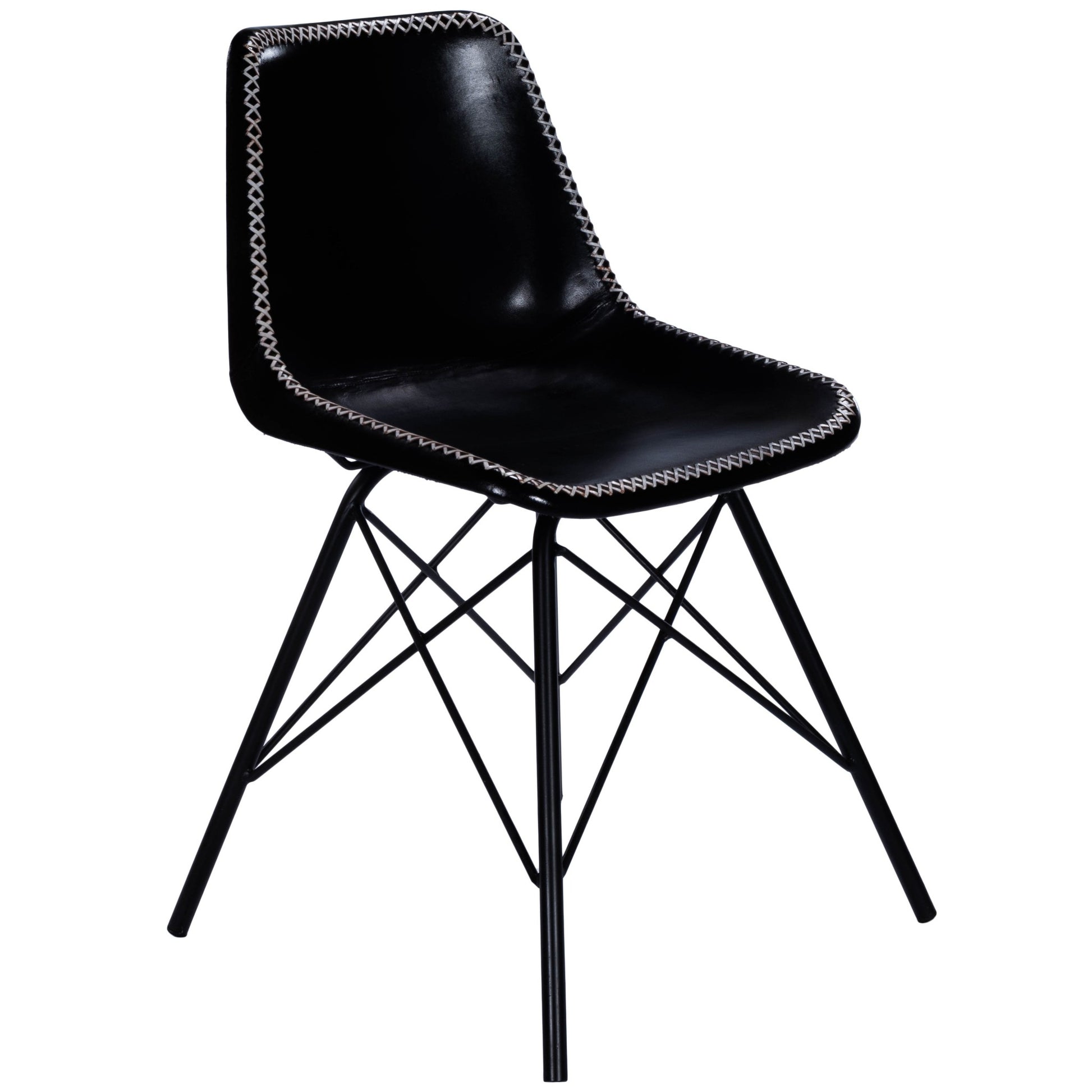 18" Black Faux Leather Side Chair-Accent Chairs-DECOROLALA