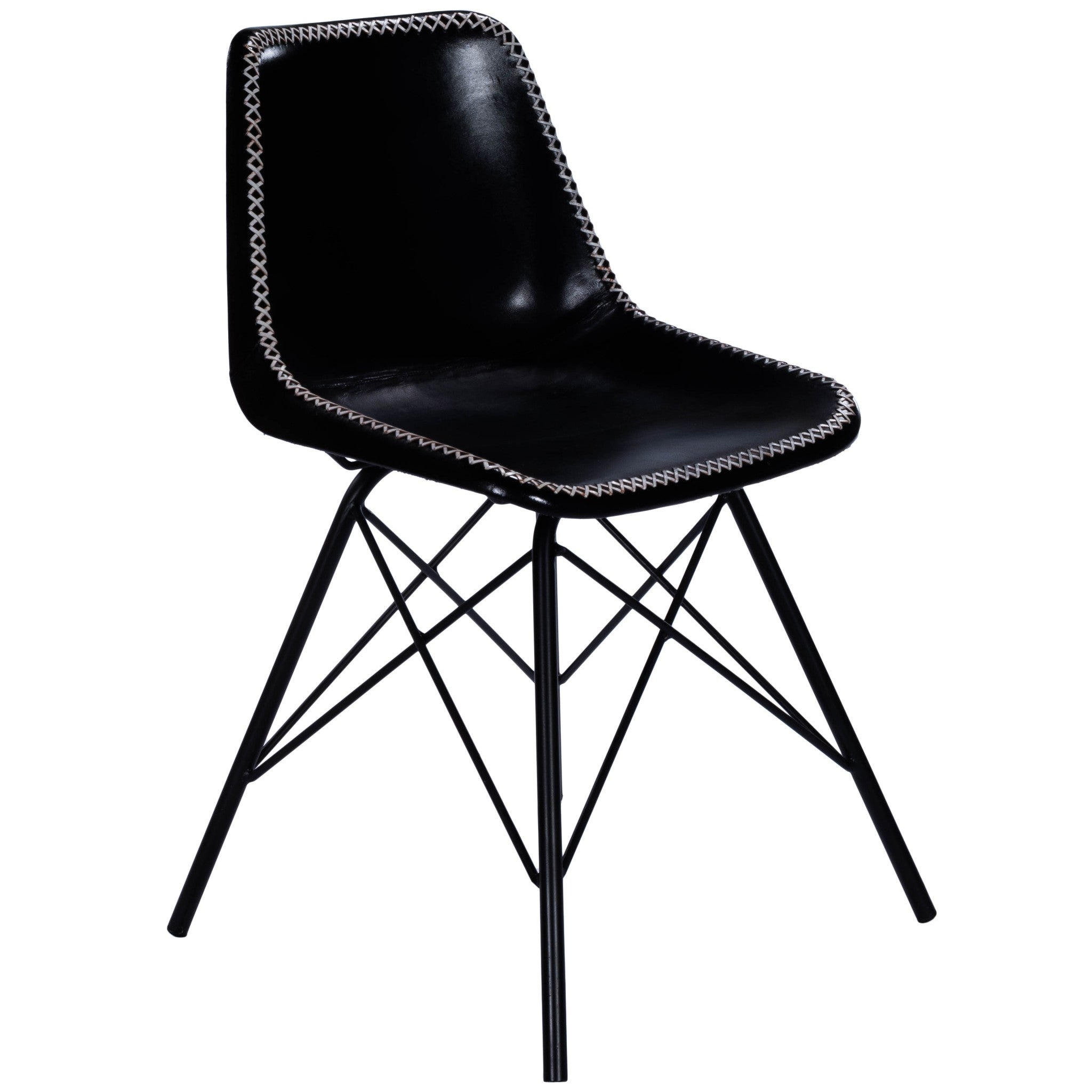 18" Black Faux Leather Side Chair-Accent Chairs-DECOROLALA