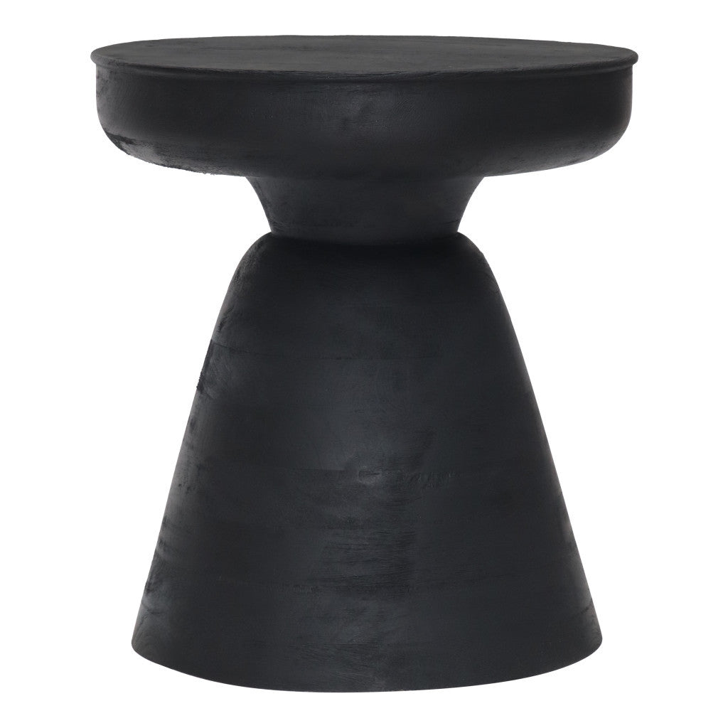 18" Black Solid Wood Round End Table-End-Side Tables-DECOROLALA