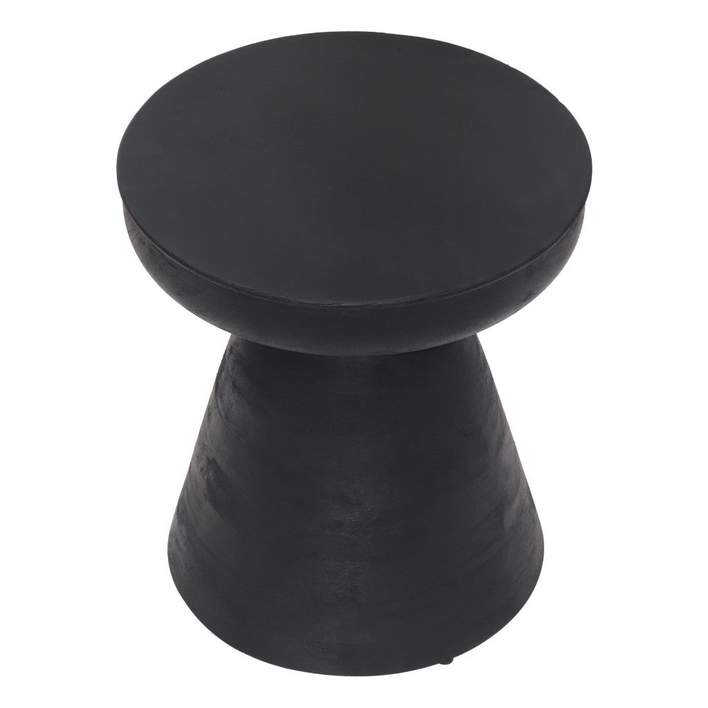 18" Black Solid Wood Round End Table-End-Side Tables-DECOROLALA
