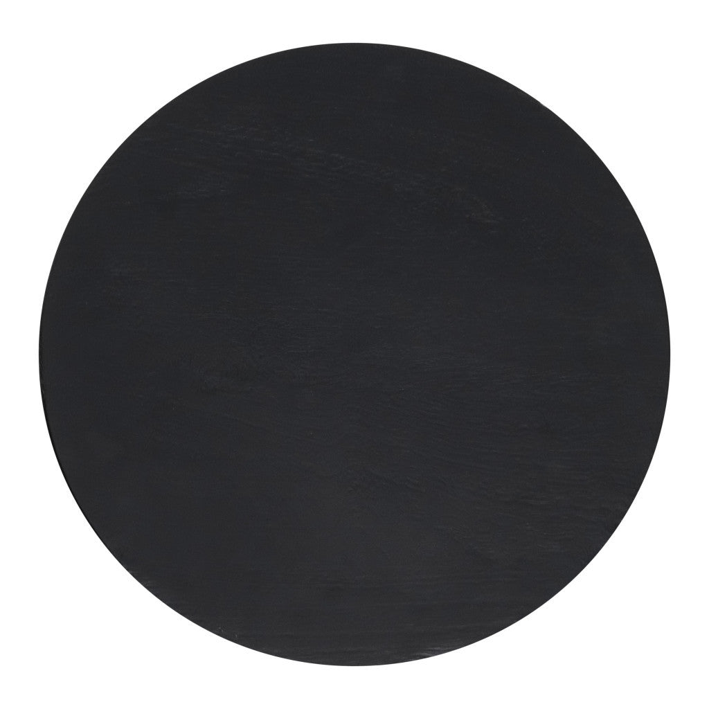 18" Black Solid Wood Round End Table-End-Side Tables-DECOROLALA